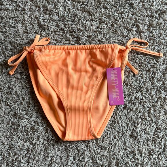 NWT! Juniors' Ninety-Nine° Tunnel Side-Tie Orange Bikini Bottoms Size Medium - Picture 6 of 6